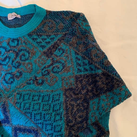 Vintage turquoise and dark gray sweater. - Picture 2 of 4